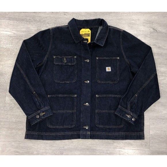 Carhartt Women's Chore Coat Rugged Flex Relaxed Fit Denim Jacket 2XL 105449 NWT - Picture 1 of 9